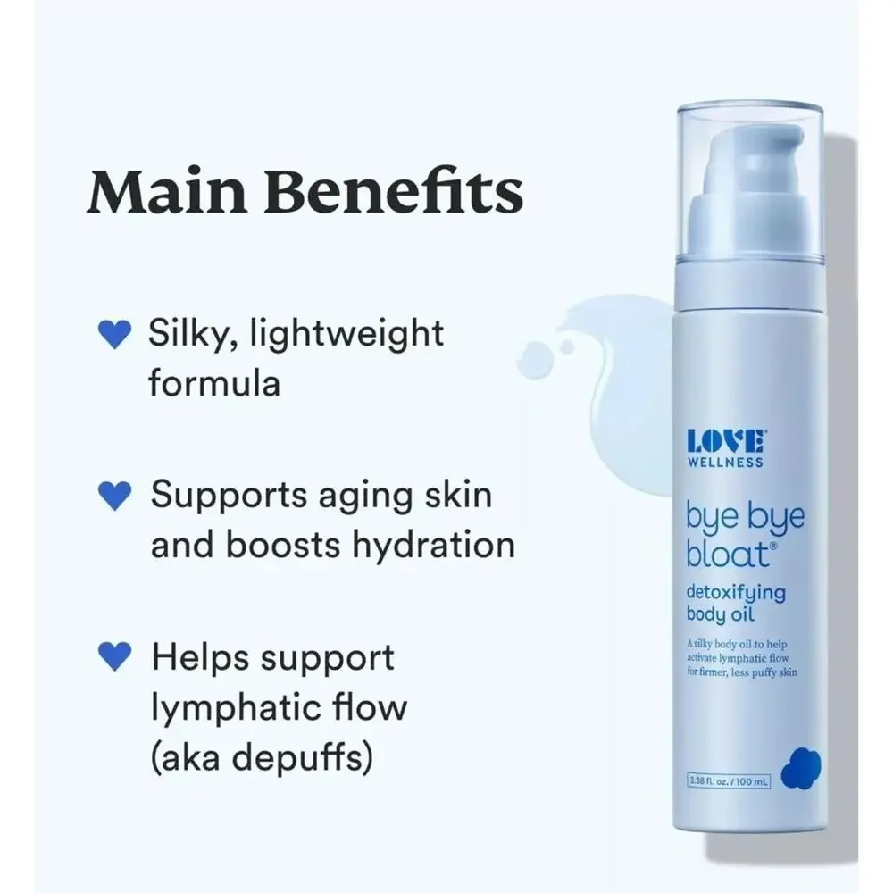 Love Wellness Bye Bye Bloat Detoxifying Body Oil Skin Relief Massage Oil Femcare